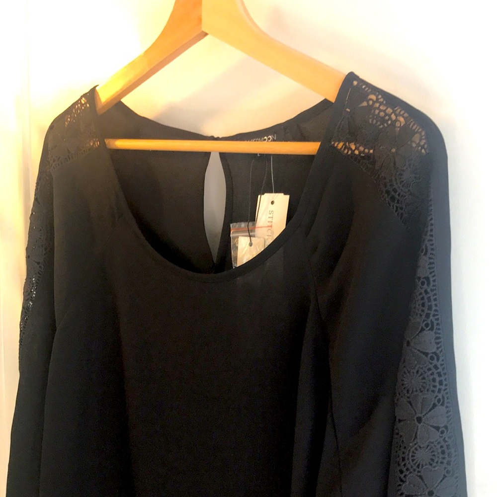 NWT Stitchfix Papermoon Larie Crochet Sleeve Blouse Size L